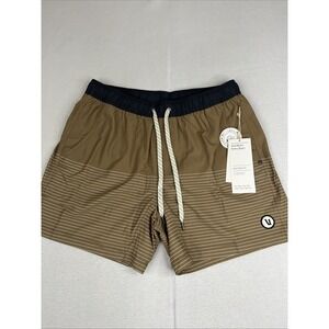 Vuori Kore Camel Stripe V367 Lined 5 Inch Inseam Mens Athletic Lined Shorts